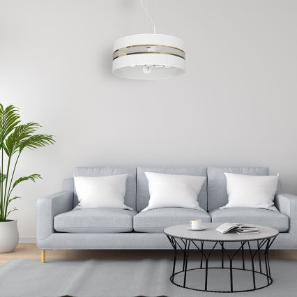 Ljusskrona med upphängningsrem  ULTIMO 3xE27/60W/230V vit 