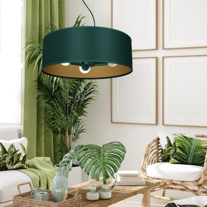 Ljuskrona med upphängningsrem VERDE 3xE27/60W/230V grön