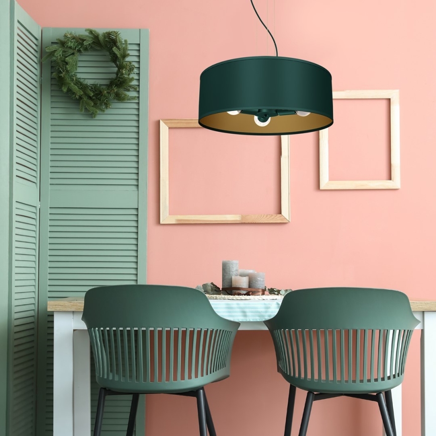 Ljuskrona med upphängningsrem VERDE 3xE27/60W/230V grön