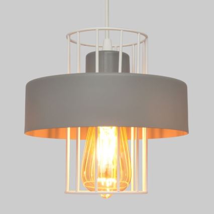 Ljuskrona med upphängningsrem VOLTA 1xE27/15W/230V grå