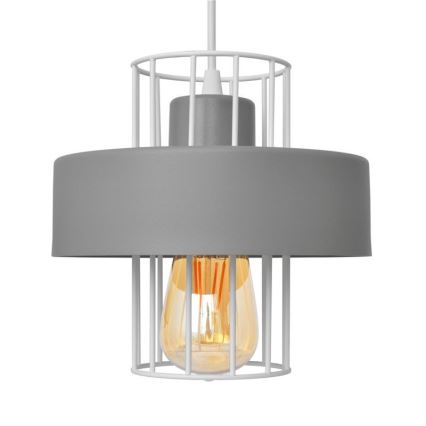 Ljuskrona med upphängningsrem VOLTA 1xE27/15W/230V grå