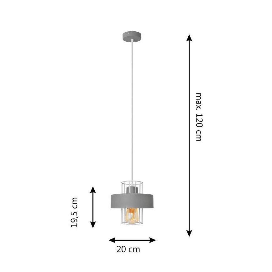 Ljuskrona med upphängningsrem VOLTA 1xE27/15W/230V grå
