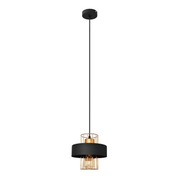 Ljuskrona med upphängningsrem VOLTA 1xE27/15W/230V svart/gyllene