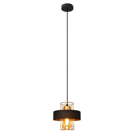 Ljuskrona med upphängningsrem VOLTA 1xE27/15W/230V svart/gyllene