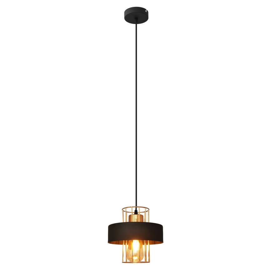 Ljuskrona med upphängningsrem VOLTA 1xE27/15W/230V svart/gyllene