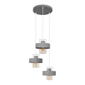 Ljuskrona med upphängningsrem VOLTA 3xE27/15W/230V diameter 42 cm grå