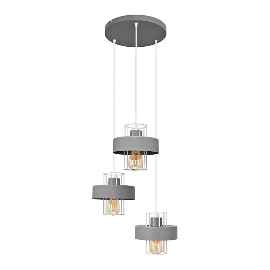 Ljuskrona med upphängningsrem VOLTA 3xE27/15W/230V diameter 42 cm grå