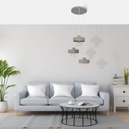 Ljuskrona med upphängningsrem VOLTA 3xE27/15W/230V diameter 42 cm grå