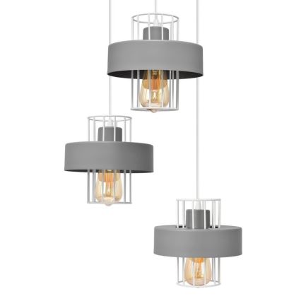 Ljuskrona med upphängningsrem VOLTA 3xE27/15W/230V diameter 42 cm grå