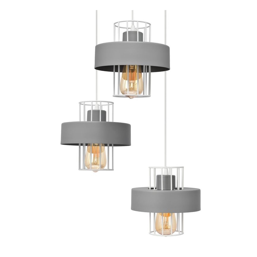 Ljuskrona med upphängningsrem VOLTA 3xE27/15W/230V diameter 42 cm grå