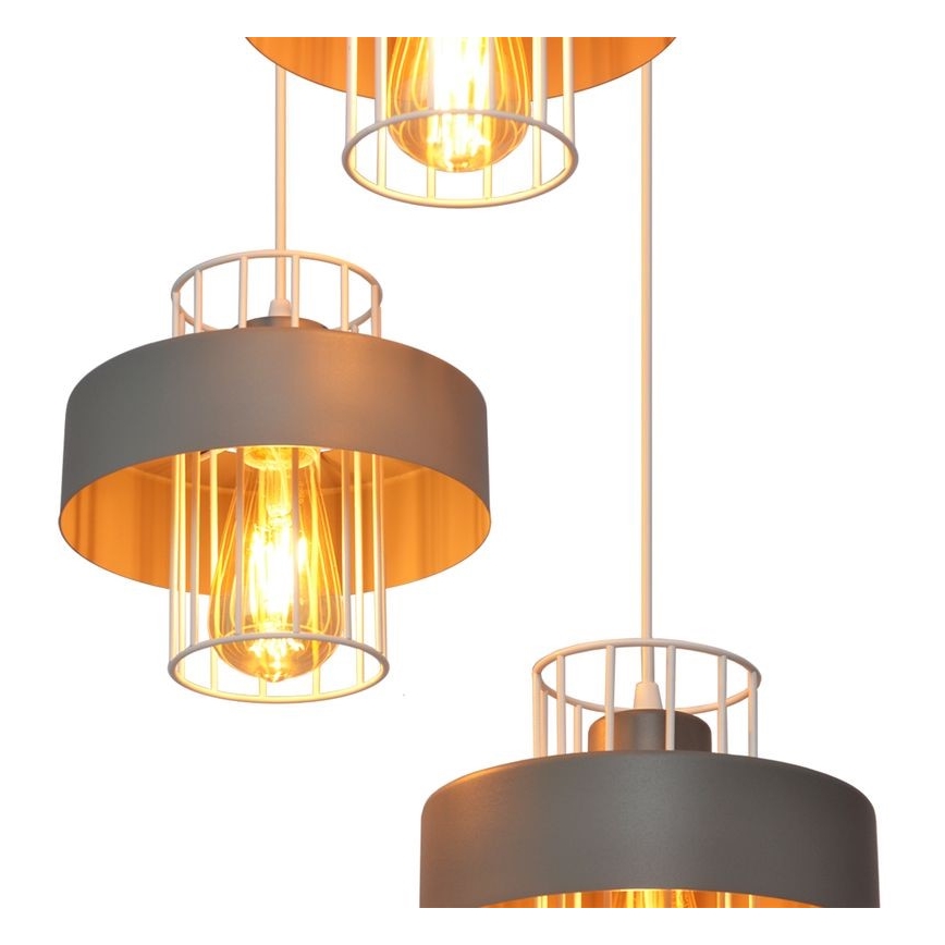 Ljuskrona med upphängningsrem VOLTA 3xE27/15W/230V diameter 42 cm grå