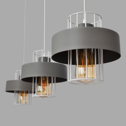 Ljuskrona med upphängningsrem VOLTA 3xE27/15W/230V grå