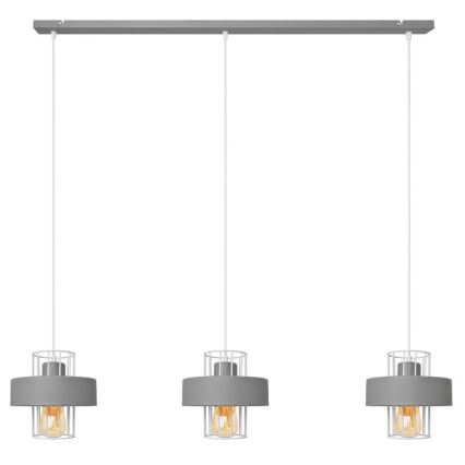 Ljuskrona med upphängningsrem VOLTA 3xE27/15W/230V grå