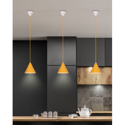 Ljuskrona med upphängningsrem VOSS 1xE27/40W/230V gul/vit