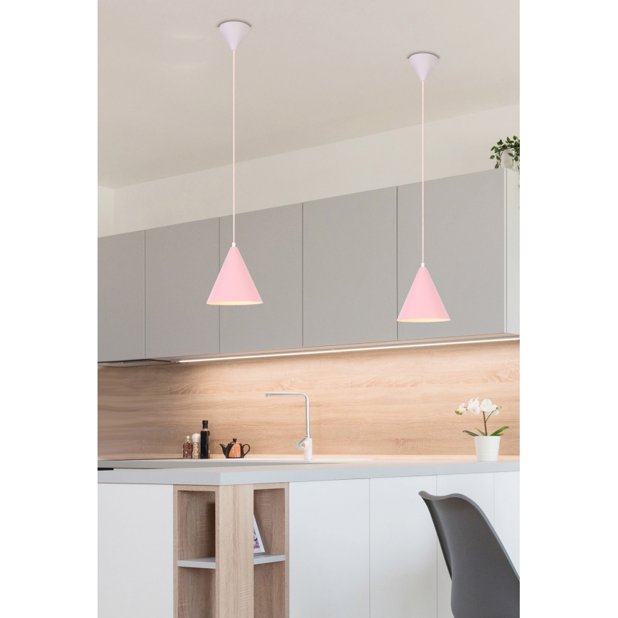 Ljuskrona med upphängningsrem VOSS 1xE27/40W/230V rosa/vit