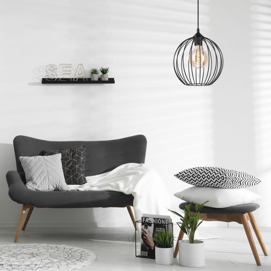 Ljuskrona med upphängningsrem ZOYA 1xE27/60W/230V svart