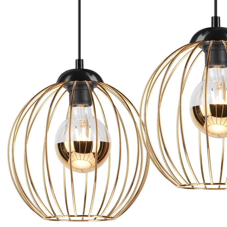 Ljuskrona med upphängningsrem ZOYA 2xE27/60W/230V gyllene