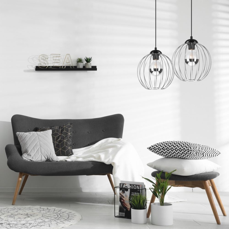 Ljuskrona med upphängningsrem ZOYA 2xE27/60W/230V skinande krom