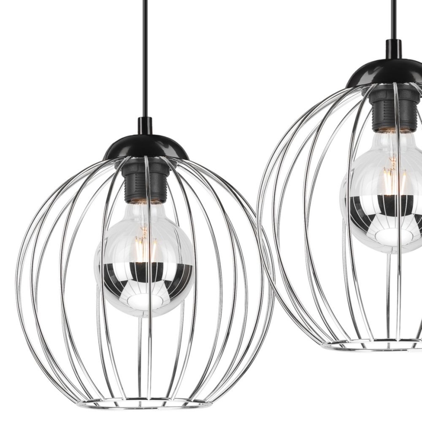 Ljuskrona med upphängningsrem ZOYA 2xE27/60W/230V skinande krom