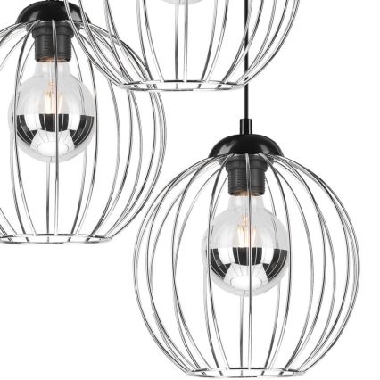 Ljuskrona med upphängningsrem ZOYA 3xE27/60W/230V skinande krom