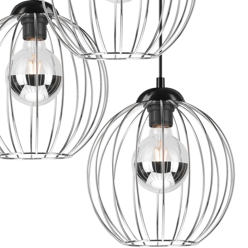 Ljuskrona med upphängningsrem ZOYA 3xE27/60W/230V skinande krom