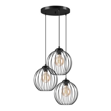 Ljuskrona med upphängningsrem ZOYA 3xE27/60W/230V svart