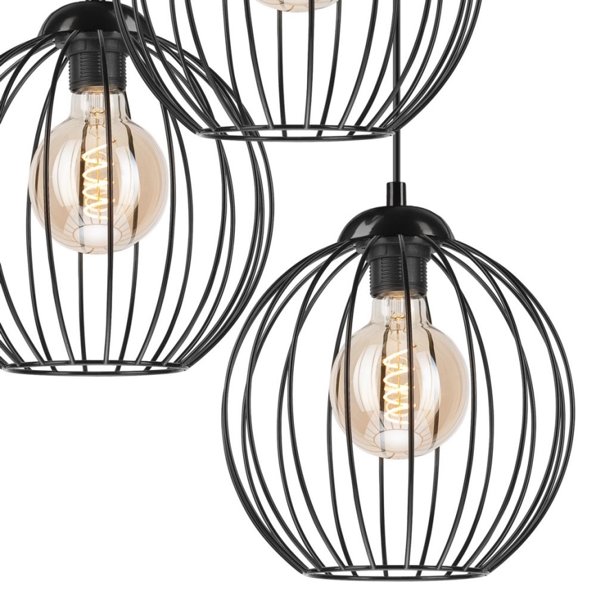 Ljuskrona med upphängningsrem ZOYA 3xE27/60W/230V svart