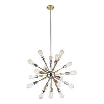 Ljuskrona on a pole COMET 18xE27/11W/230V skinande krom/guld
