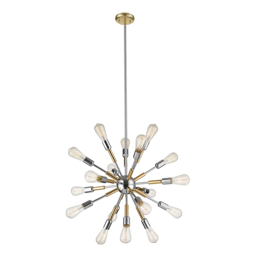 Ljuskrona on a pole COMET 18xE27/11W/230V skinande krom/guld