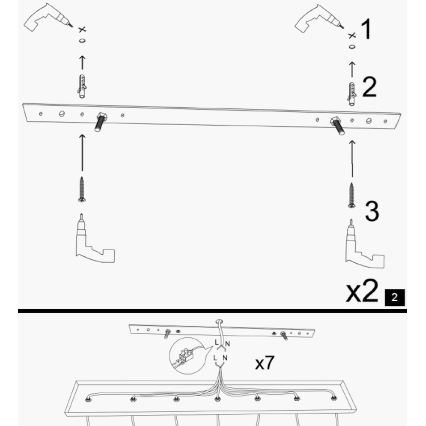 Ljuskrona på kabel KEM 5xE27/40W/230V, guldfärgad