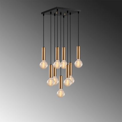 Ljuskrona på kabel TEMPO 9xE27/40W/230V guldig