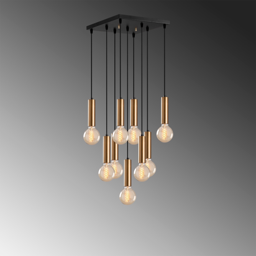 Ljuskrona på kabel TEMPO 9xE27/40W/230V guldig