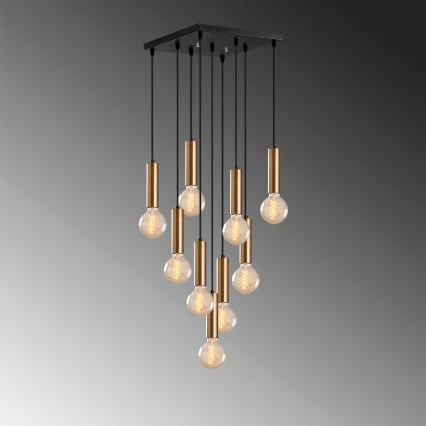 Ljuskrona på kabel TEMPO 9xE27/40W/230V guldig