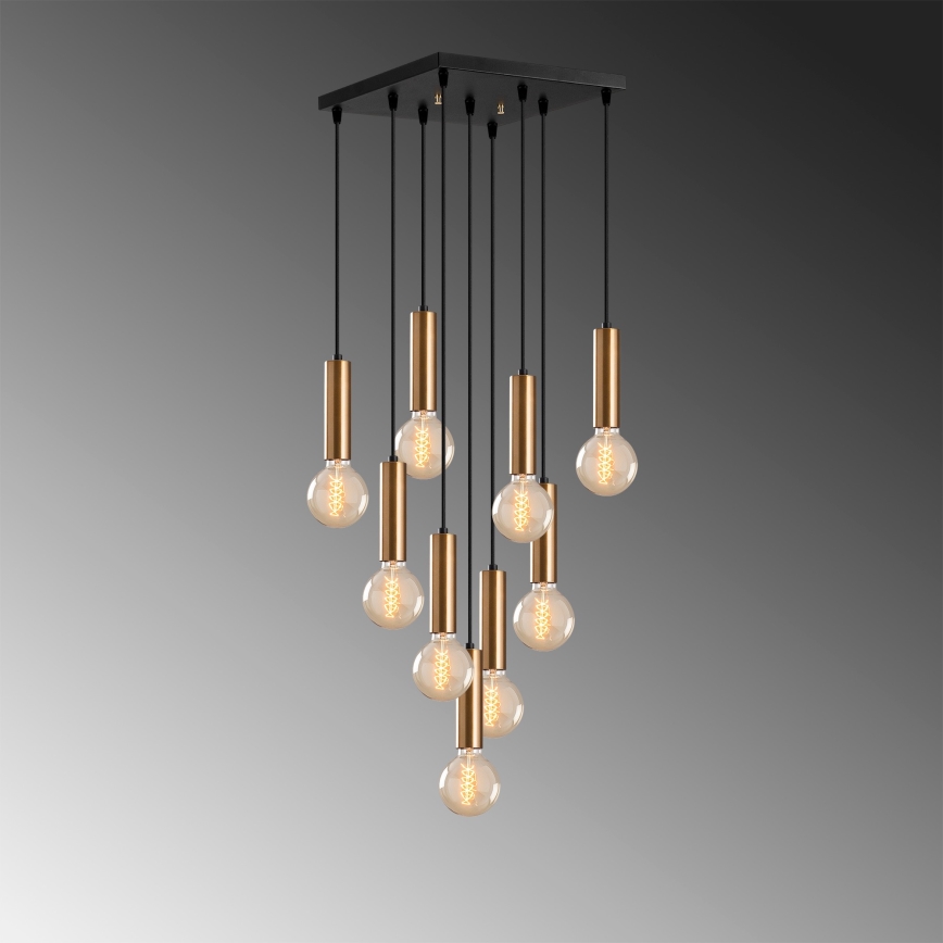 Ljuskrona på kabel TEMPO 9xE27/40W/230V guldig