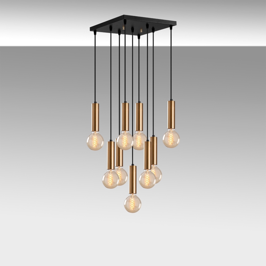 Ljuskrona på kabel TEMPO 9xE27/40W/230V guldig