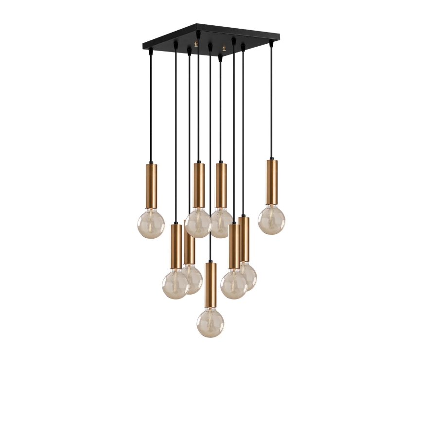 Ljuskrona på kabel TEMPO 9xE27/40W/230V guldig