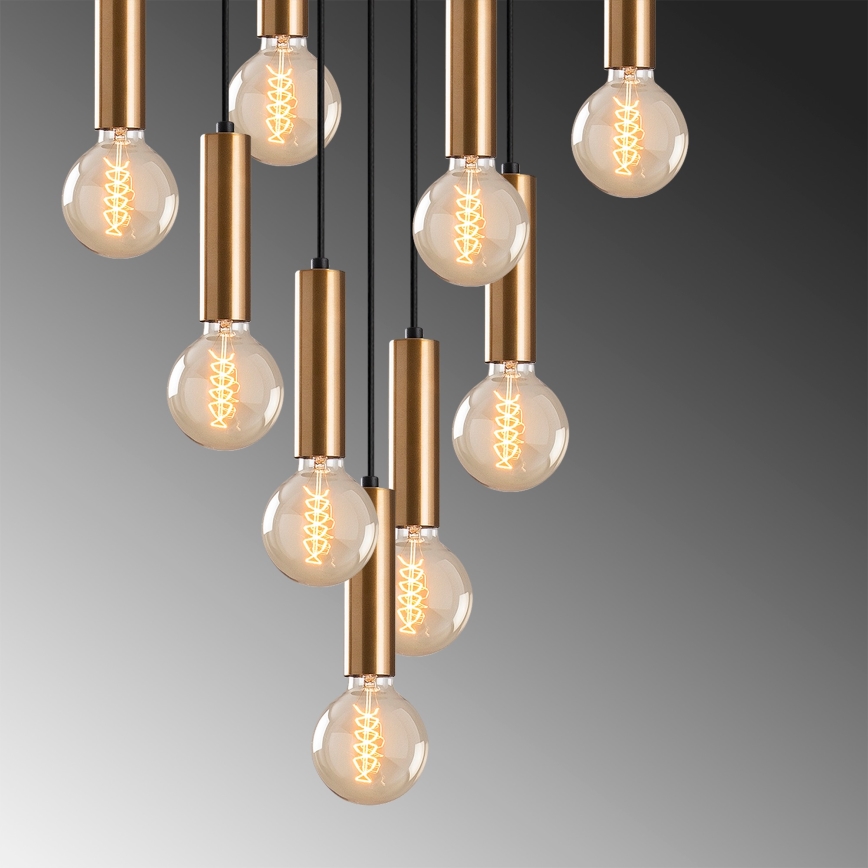 Ljuskrona på kabel TEMPO 9xE27/40W/230V guldig