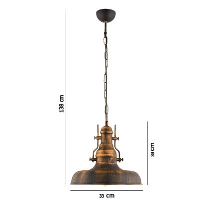 Ljuskrona på kedja 1xE27/40W/230V brons