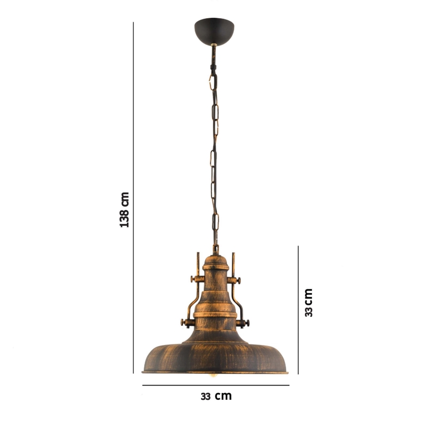 Ljuskrona på kedja 1xE27/40W/230V brons