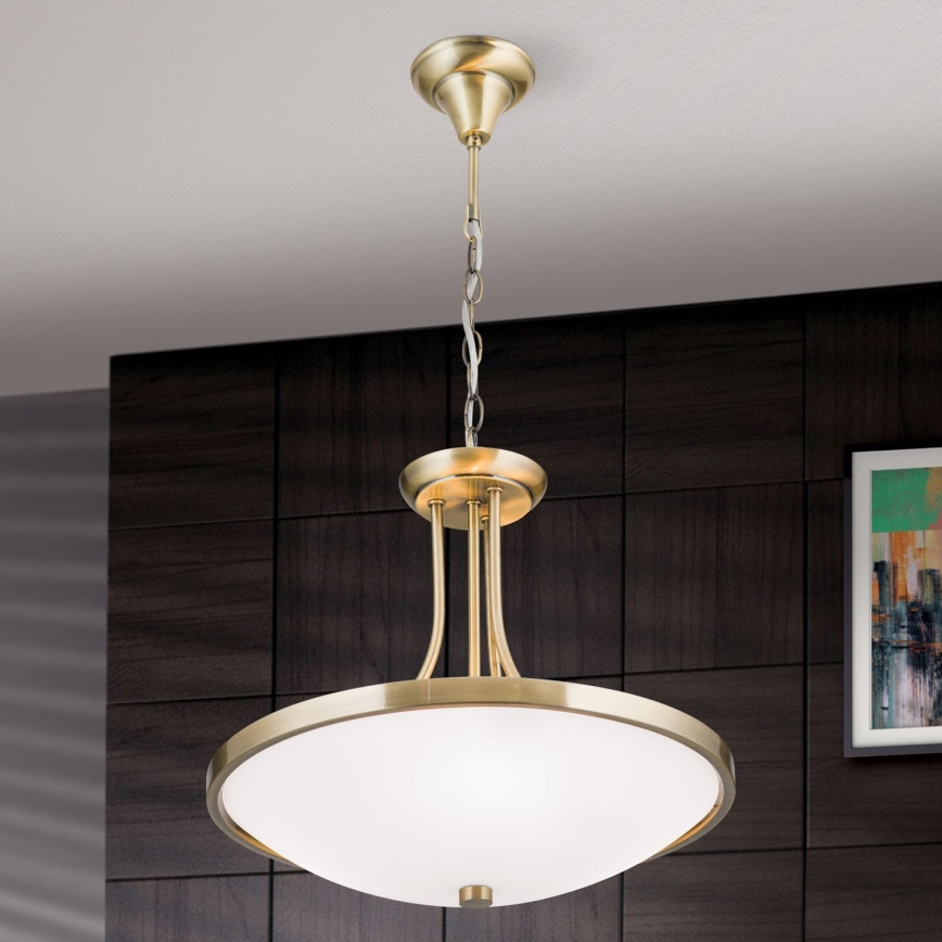 Ljuskrona på kedja AIDA 3xE27/60W/230V diameter 39,5 cm mässing