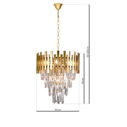 Ljuskrona på kedja ASPEN GOLD 9xE14/40W/230V