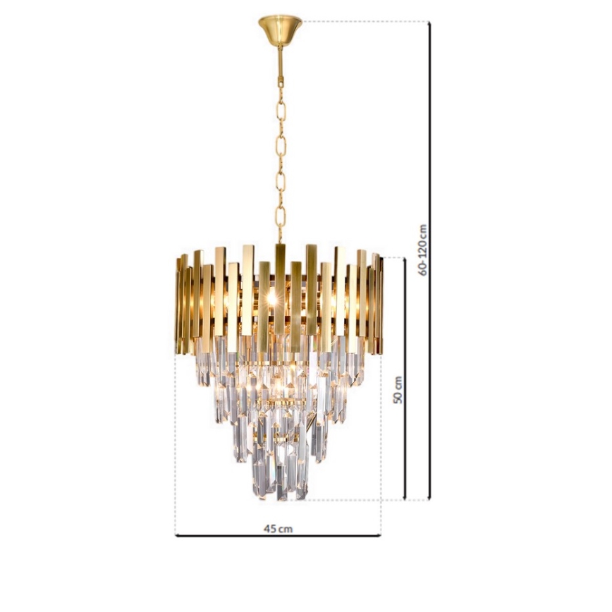 Ljuskrona på kedja ASPEN GOLD 9xE14/40W/230V