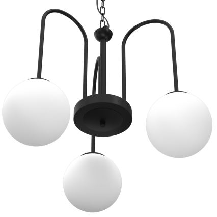 Ljuskrona på kedja CAMBRIDGE 3xE14/60W/230V svart