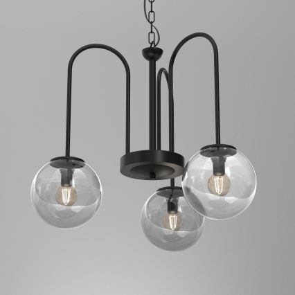 Ljuskrona på kedja CAMBRIDGE 3xE14/60W/230V svart