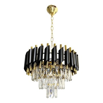 Ljuskrona på kedja CRISTAL 5xE14/40W/230V guld/svart