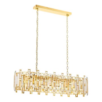 Ljuskrona på kedja CRYSTALLINE 13xE14/40W/230V, guld