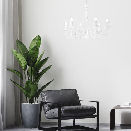 Ljuskrona på kedja DONATO 6xE14/40W/230V vit