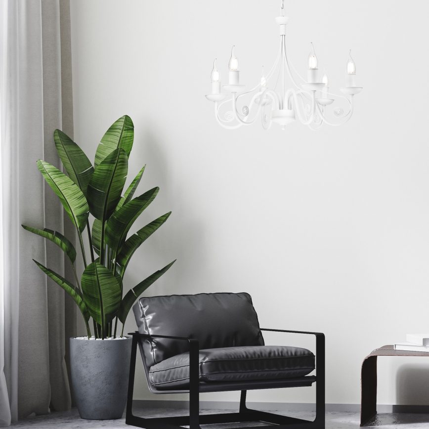 Ljuskrona på kedja DONATO 6xE14/40W/230V vit