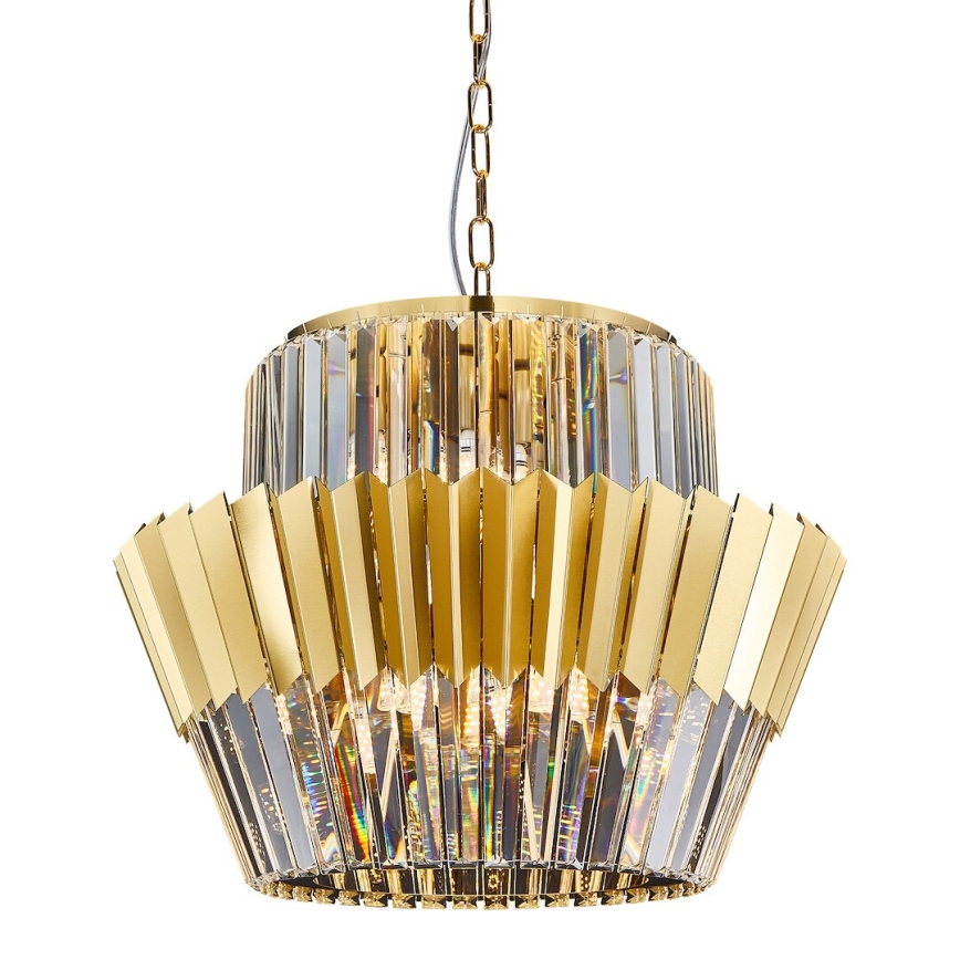 Ljuskrona på kedja DONNA 12xE14/40W/230V diameter 55 cm guld