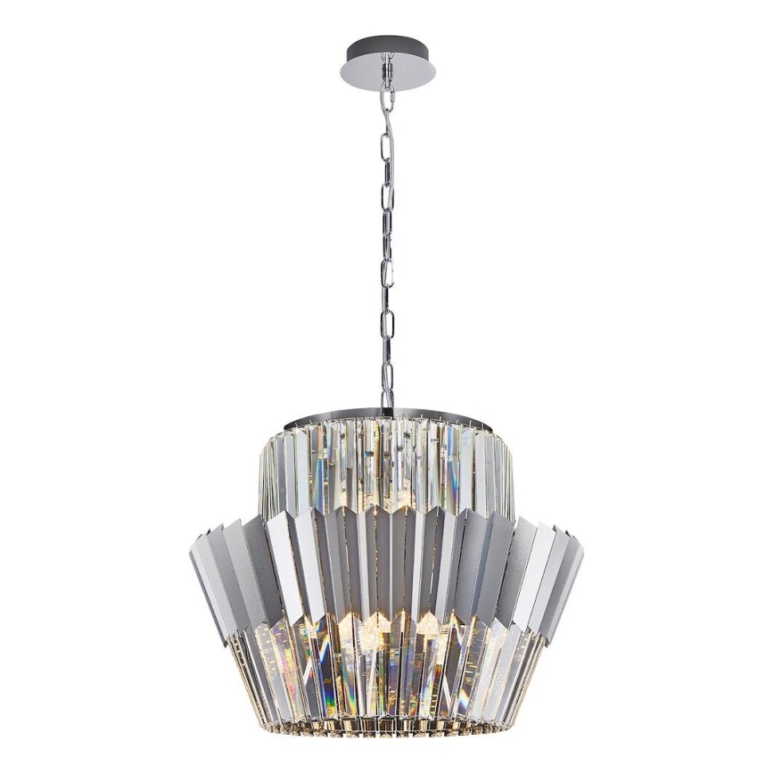 Ljuskrona på kedja DONNA 12xE14/40W/230V diameter 55 cm matt krom